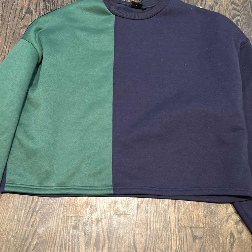 NWTColorblock Green and Purple Men's/unisex Sweatshirt XL